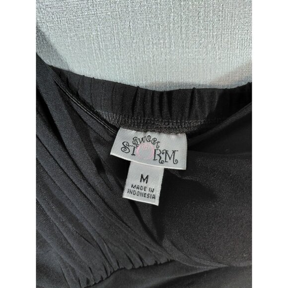 Y2K Sweet Storm One Shoulder Black Dress Med Beaded Long Formal Romantic Goth - Picture 6 of 13